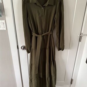 Chic Olive Long Sleeve Maxi Dress